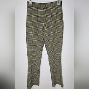 Urban Outfitters Lola Plaid Kick Flare Pants Crop Green Black High Waist 6 B9
